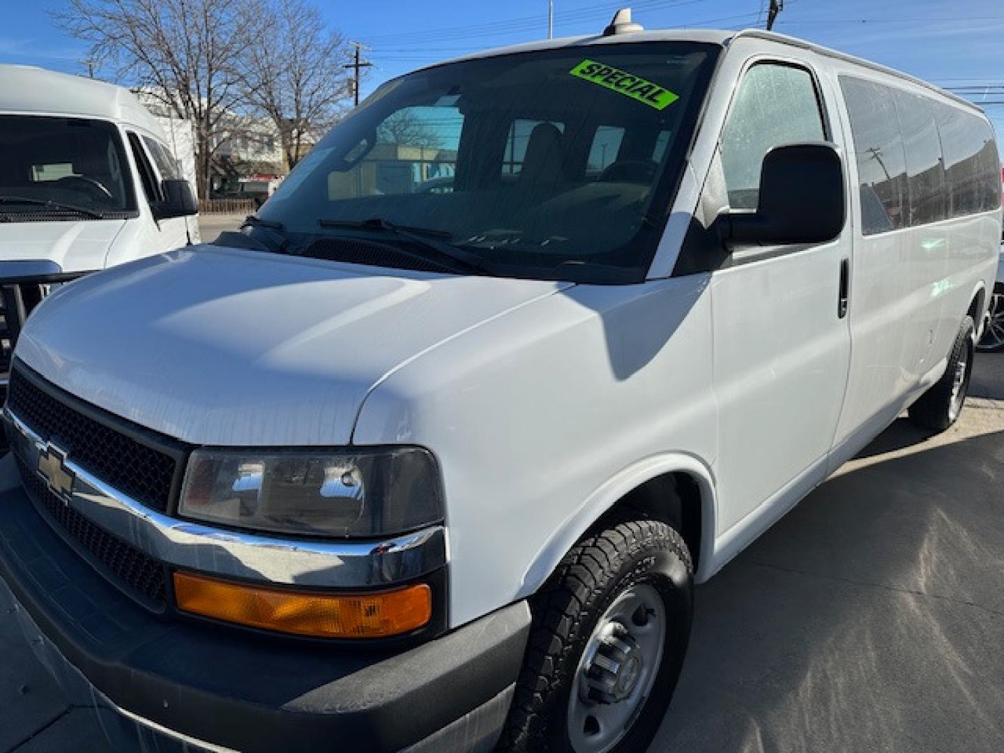 2017 White /GRAY Chevrolet Express LT (1GAZGPFG3H1) with an 6.0 engine, Automatic transmission, located at 3200 1st Avenue North, Billings, MT, 59101, (406) 245-9055, 45.779270, -108.510742 - Super Hard to Find Chevrolet 1 Ton 15 Passenger Van with Low Mileage! Power Windows, Power Door Locks, Tilt Cruise Control, Rear Air Conditioning & Heat, Tow Hitch, Privacy Glass and Only 72,700 Miles. Car Fax Dealer. Auto Brokers of Montana/AA&A Auto Rental/Fox Car Rental Billings - Photo#0